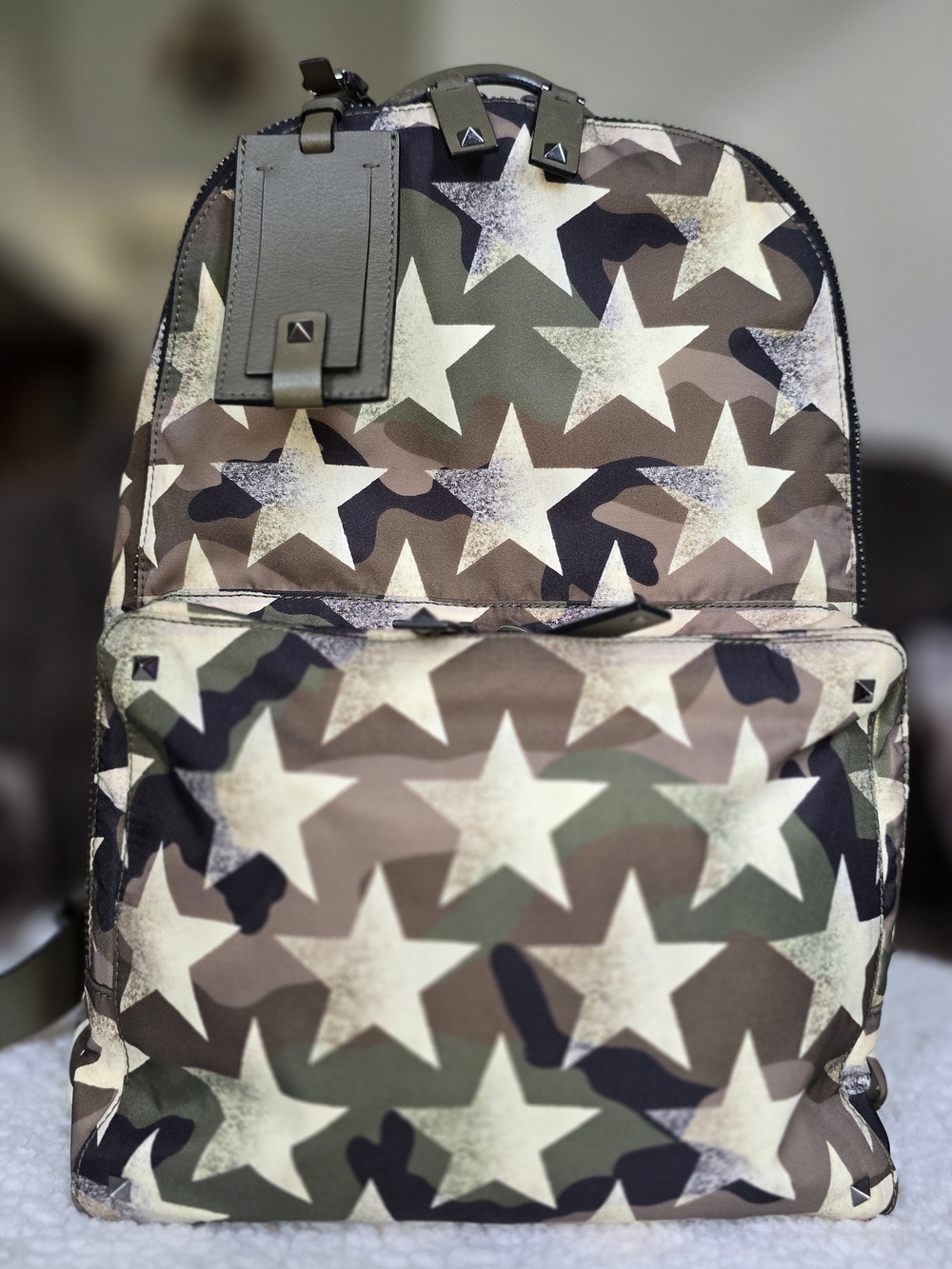 Valentino Garavani Camustars Backpack in Olive, Tan, Black Unisex